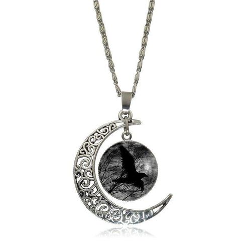 Collier Oiseau Noir, Chaîne Longue En Forme De Croissant, À La Mode, Bijoux Pour Cadeau De Noël