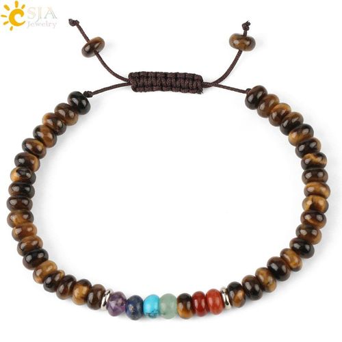 Bracelet En Pierre Naturelle 7 Chakra Pour Homme Et Femme, Perles De Boulier, Guérison, Cristal Violet, Lapis, Tressé, Chaîne, G226