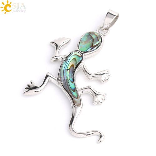 Pendentif Lézard Gecko De Maison, Collier De Couleur Argent En Coquille D'ormeau Naturelle De Nouvelle Zélande, Bijoux Pour Hommes Et Femmes, G053