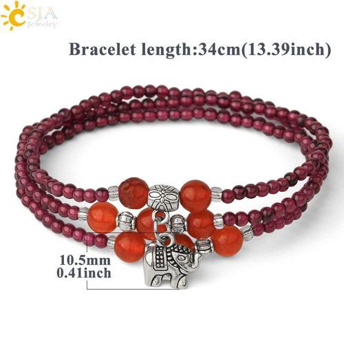 Bracelet Multicouche En Pierre Naturelle, Protection 3mm, Grenat Porte Bonheur, Grenat Pour Femmes Et Filles, Amulette, Bijoux G558