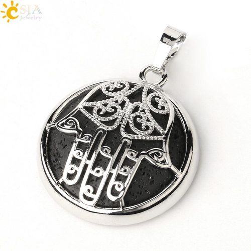 Pendentifs En Pierre Naturelle Pour Colliers, Cabochon En Cristal, Main De Fatima Hamsa, Couleur Argent, Bijoux De Guérison Pour Femmes Et Hommes G487