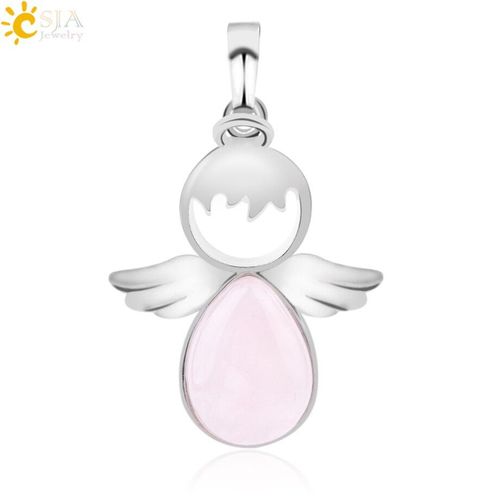 Pendentifs Ailes D'anges En Pierre Naturelle, Quartz Rose, Pour Colliers, Bijoux Pour Femmes Et Filles, Cadeaux De Noël, F753