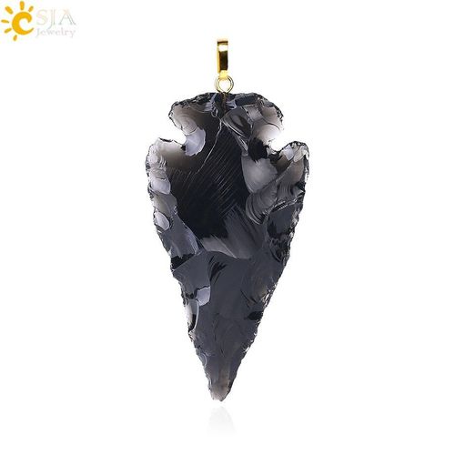 Pendentif En Obsidienne Noire Pour Hommes, Pierres Précieuses Brutes, Pointe De Flèche, Point De Guérison Brut, Pierre Naturelle, Plusieurs Tailles, F403