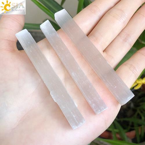 Bâtons De Quartz En Cristal De Sélénite Naturelle De 7 À 9cm, Baguette De Gypse Blanc Minéral Brut Pour La Protection De Purification De L'air, La Guérison Reiki G685