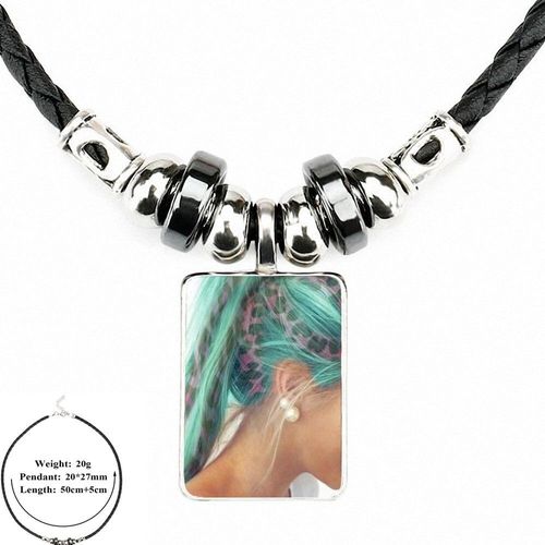 Bijoux En Verre Pour Filles, Cadeau Fait À La Main, Noir, Cuir, Perle, Pendentif, Cabochon, Collier Ras Du Cou, Amour Rose Imprimé Léopard