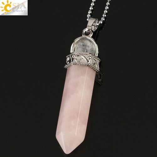 Pendentif En Pierre Naturelle Pour Homme Et Femme, Bijou De Guérison, Forme Hexagonale, En Cristal Blanc, Rose, Violet, G287