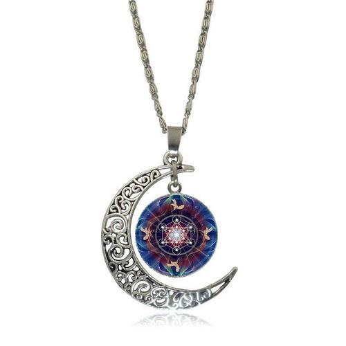 Pendentif En Verre Pour Femmes Et Hommes, Cabochon De Fête, Collier À La Mode, Géométrie Sacrée, Fleur De Vie