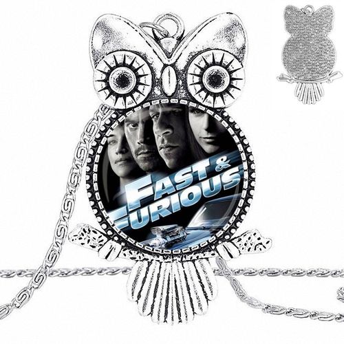 Cabochon En Verre Pour Filles, Cadeau Rapide Et Furious, Bijoux Avec Long Pendentif Ras Du Cou, Collier Hibou