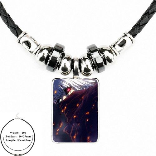 Bijoux En Verre Noir Kaneki Ken Tokyo Ghoul, Bijoux En Cuir Noir, Pendentif Perle En Verre, Cabochon, Collier Ras Du Cou Pour Cadeau Unisexe