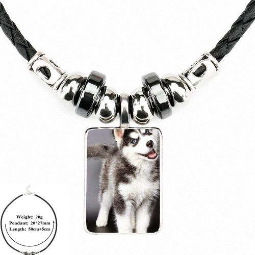 Collier En Cuir Noir Pour Filles, Cadeau Créatif, Pendentif Avec Perles, Cabochon En Verre, Long
