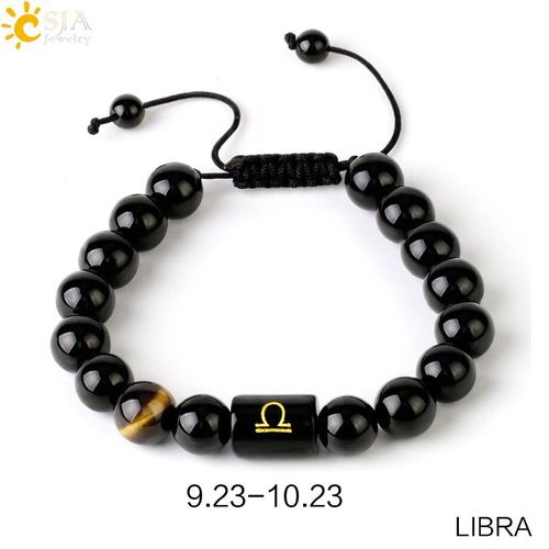 Bracelets En Obsidienne Noire Fengshui Pour Femmes, Original En Pierre Naturelle, 12 Signes Du Zodiaque, Constellation, V¿Ux, G826