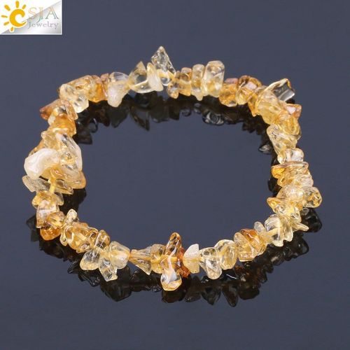 Bracelet En Pierres De Cristal Jaune Naturel, Perles Irrégulières, Quartz De Gravier, Breloque De Guérison, Cadeaux Pour Femmes Et Hommes, Bijoux F157