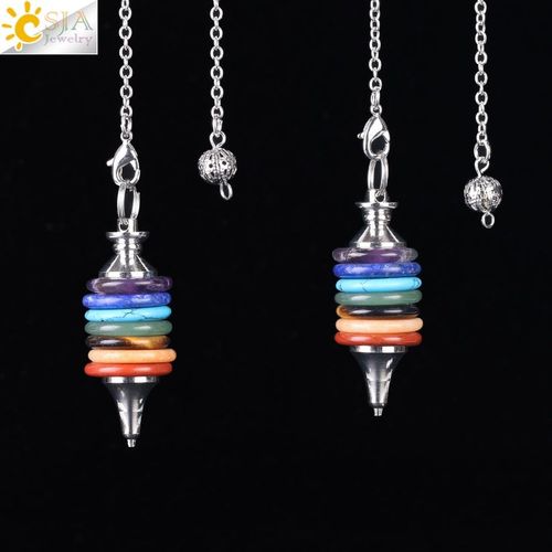 Csja 2019 Pierre Naturelle Pendule Egyptien Wicca Dowsing Reiki Pendentif Roues De La Vie Gemmes Bijoux 7 Chakra Pendules Hommes Femmes Cadeau F327