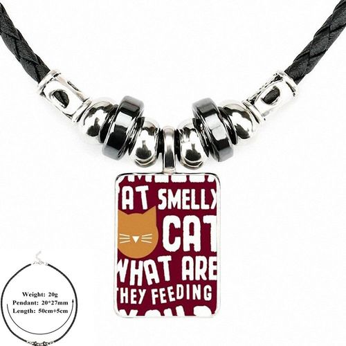 Perle En Cuir Noir Pour Filles, Cadeau, Citation De Chat Parfumé, Série Télévisée, Amis, Dames, Pendentif En Verre, Collier Maxi Fait À La Main