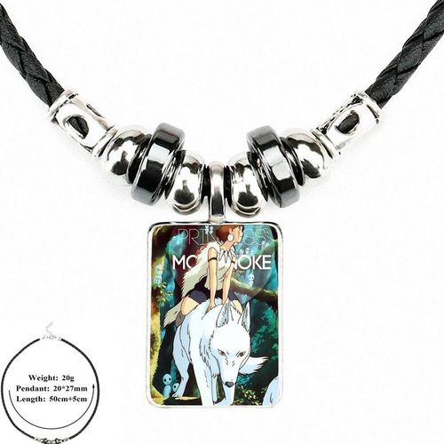 Bijoux Bouddhistes En Cuir Noir, Pendentif Perle En Verre, Cabochon, Collier Ras Du Cou Pour Femmes, Cadeau Pour Enfants, Mononoke No Los Miyazaki