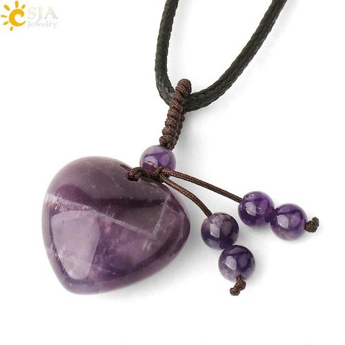 Pendentif C¿Ur En Pierre Naturelle Pour Femmes, 25mm, Cristal Violet, Corde Tressée, Sodalite, Breloque, Bijoux, Cadeaux, G535