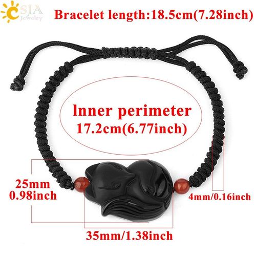Bracelet En Obsidienne Pour Homme Et Femme, Bijou En Pierre Naturelle, Tressé, Corde Noire, Renard, Troupes Courageuses, Pixiu, G285