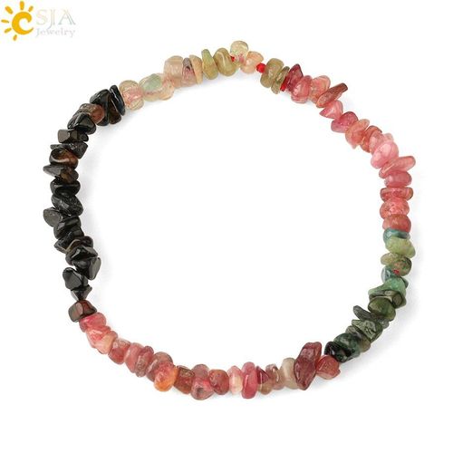 Bracelets Tourmaline Multicolores En Pierre Naturelle, Perle De Puce Minérale Brute, Bijoux De Guérison Pour Hommes, G639
