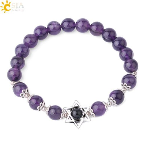 Bracelet En Pierre Naturelle Pour Hommes Et Femmes, Hexagramme Bracelets À Breloques, Étoile Magen De David Lapis Lazuli, Rhodonite, Perle De 8mm, F827