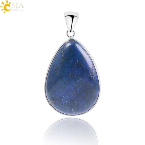 Collier Et Pendentif En Pierre Naturelle Reiki Pour Homme Et Femme, Bijou En Forme De Goutte D'eau, Perles Bleues Lapis Lazuli, F052