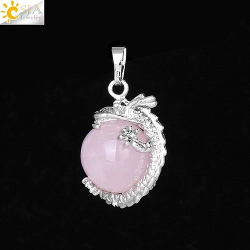 Collection De Bijoux Unisexe Enveloppés De Dragon, En Pierre Naturelle, Pendentif En Perles, Pour Bricolage, Colliers En Cristal Rose Faits À La Main, E852