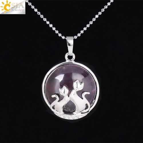 Collier Double Chat Chaton Pour Femmes, Bijoux À La Mode, Glissière Shellhard En Pierre Naturelle, Bijoux F340, 2018