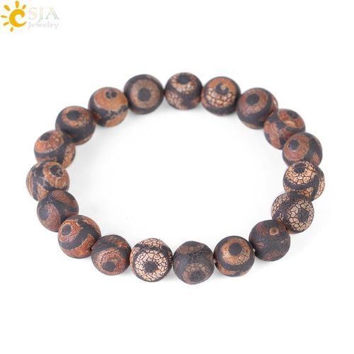 Bracelet À Rayures En Pierre Naturelle, Onyx Noir Marron, Perles Rondes, Style Bohème, Élastique, 10mm, Bijoux À La Mode F249