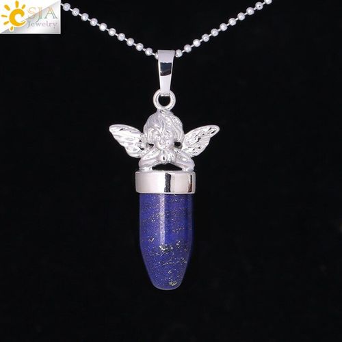 Collier Avec Pendentif Petit Ange Pour Femmes, Livraison Gratuite, Bijoux En Forme De Balle, Pierre Naturelle, Pendentif Suspendu, F361