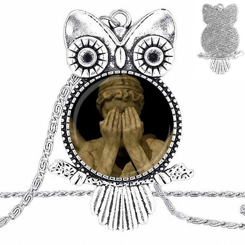 Collier Avec Pendentif En Verre Pour Femmes, Ras Du Cou, Hibou, Pour Film Unisexe, Ne Clignote Pas, Ange Qui Pleure