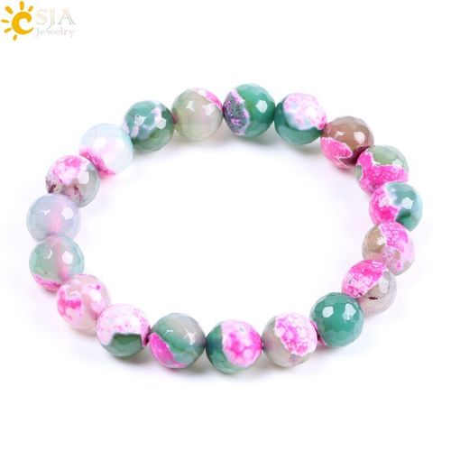 Bracelets En Pierre Naturelle D'onyx Pour Femmes Et Filles, Perles D'amitié, Couleur Mixte, Rose, Rouge, Vert, Bijoux Chakra, 10mm, F099