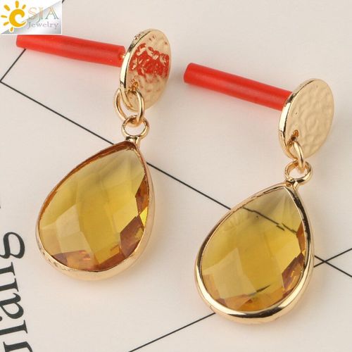 Boucles D'oreilles Couleur Or, Pendentif En Forme De Goutte D'eau En Verre De Murano, Perle De Cristal, Bijoux De Tempérament Pour Femmes Et Filles G176