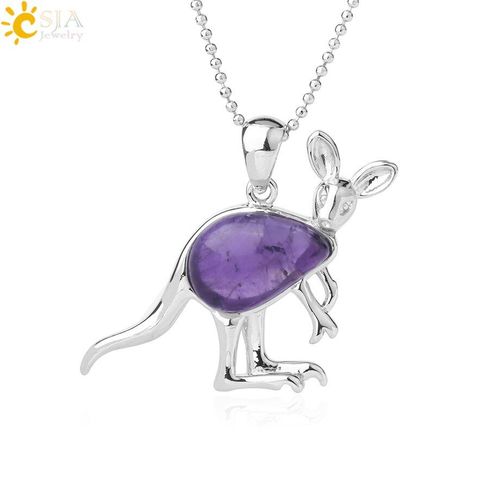 Collier Avec Pendentif Kangourou En Forme De Goutte D'eau, En Pierre Naturelle, Quartz Rose, Cristal, Bijoux À La Mode Pour Femmes Et Filles, F923