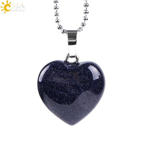 Collier Et Pendentif En Pierre Naturelle En Forme De C¿Ur, Pour Amoureux, Guérison, Bleu, Brun, Sable, Opale, Breloque, E757