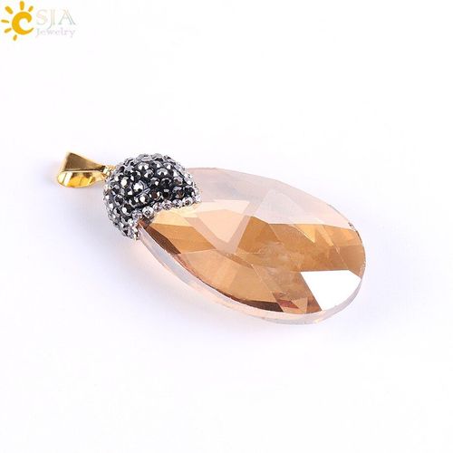 Pendentifs En Forme De Goutte D'eau Pour Hommes, En Verre À Facettes, En Strass, Blanc, Champagne, Noir, Colliers D'amitié, Bijoux Boho E670
