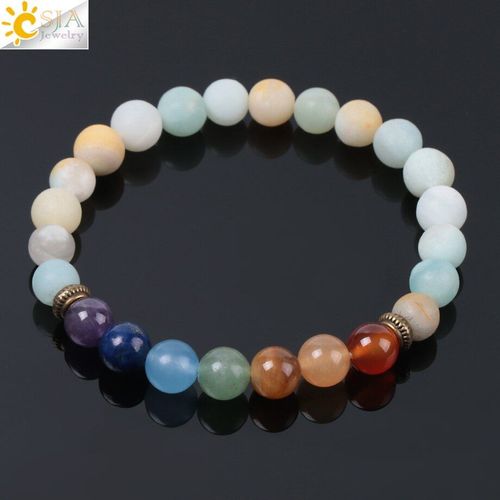 Bracelets D'amitié En Amazonite Dépolie Pour Femmes, Perles De Prière Mala, Yoga, Méditation, Guérison Naturelle, 7 Chakras, 8mm, E950