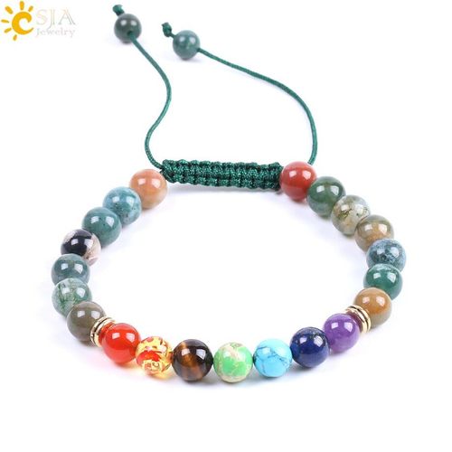 Bracelet De Guérison 7 Chakra, Couleurs Mélangées, Pierre Naturelle, Onyx, Balance, Taille Réglable Pour Femmes Et Hommes, Bijoux De Charme F089