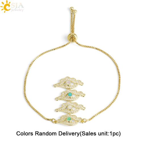Csja Bracelet Oeil De Diable Opale Micro Incrustation Zircon Mauvais Yeux Cuivre Chaîne Bracelets Chanceux Réglable Bracelets Femmes Bijoux G119