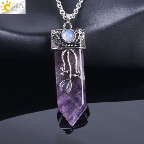 Collier En Forme D'épée En Pierre Naturelle, Pendule Conique Avec Chaîne, Chakra De Guérison, Quartz Rose, ¿Il De Tigre, Bijoux F065