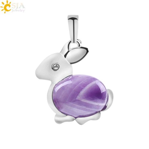 Collier Et Pendentif En Pierre Naturelle, Perles, Lapin, Animal, Chakra, Reiki, Rose, Violet, Cristal, Aventurine, Oeil De Tigre, Opale, F095