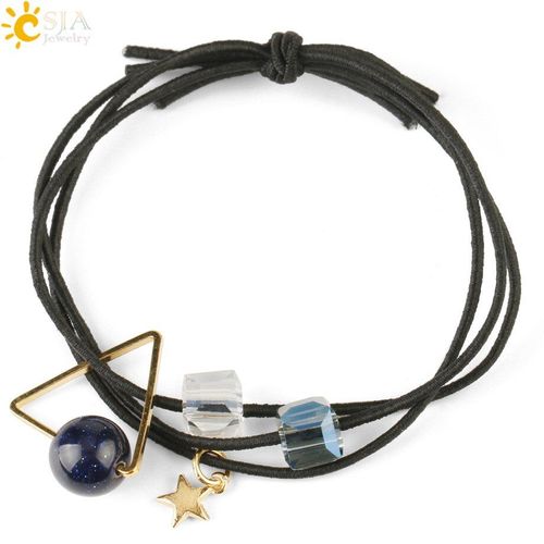 Bagues Multi Couches En Cristal Pour Femmes Et Filles, Couvre Chef Coréen, Bleu Sable Planète Verre, Accessoires Pour Cheveux G318