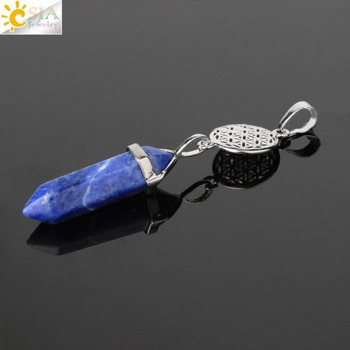 Pendentifs En Pierre Naturelle, Couleur Argent, Pour Collier, Fleur De Vie, Cristal Hexagonal, ¿Il De Tigre, Améthystes, Cadeau Porte Bonheur Pour Femmes, G729