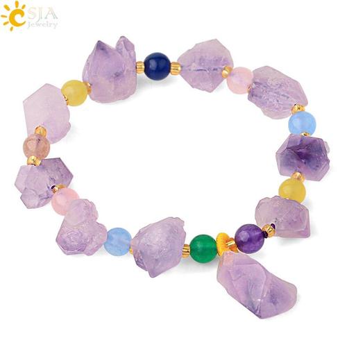 Bracelets En Cristal Violet, Pierre Naturelle, Perles Froides Irrégulières, Bijoux D'été, Pour Femmes Et Filles, G521