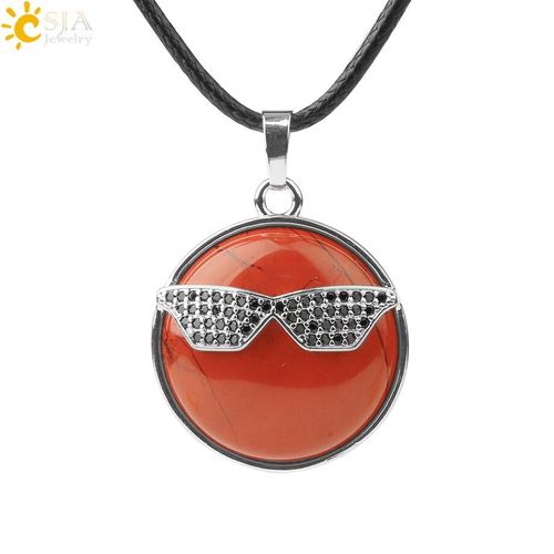 Collier En Pierre Naturelle De Guérison, Pendentif Rond En Métal Pour Femmes Et Hommes, Cadeau, Gemme, Lunettes, Aventurine Verte, G784