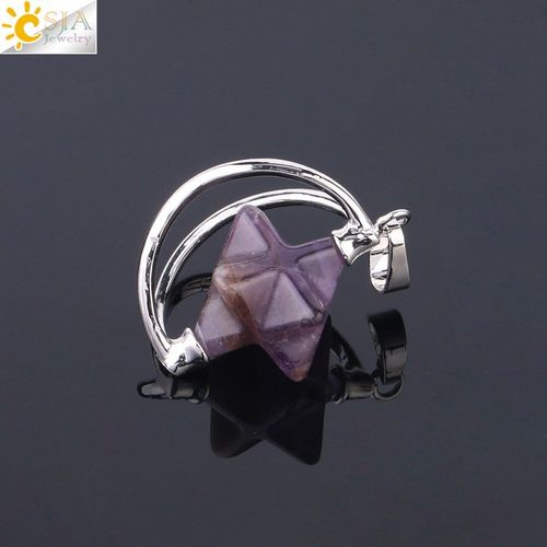 Pendentif Merkabah Pour Collier En Pierre Naturelle, Cristal Violet Clair, Cadeau Spirituel, Radiesthésie, Guérison Reiki, Bijoux Wicca F632