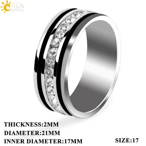 Bague De Couple En Acier Inoxydable, Rangée Unique De Strass, Couleur Argent Noir, Bijoux À La Mode, Bague De Mariage E935