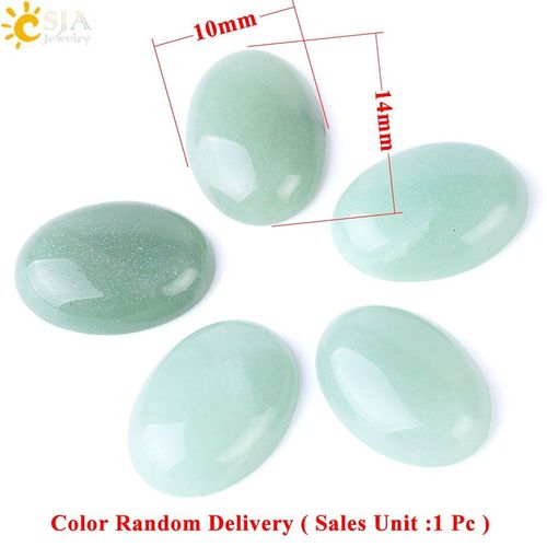 Csja Cabochon En Aventurine Verte Naturelle Perles De 10x14mm À 30x40mm, Pierre Gemme Pour Bricolage, Artisanat Fait À La Main, Bijoux Et Boucles D'oreilles, Bague F507, 1 Pièce