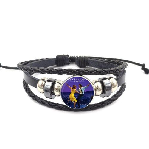 Bracelet En Cuir Noir Pour Amoureux, Cabochon En Verre, Bijoux Steampunk, Meilleure Amitié