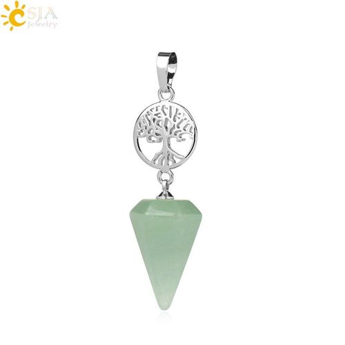 Pendentif En Cristal, Pierre Naturelle, Spirituel, Petit Cône, Cristal, Quartz, Arbre De Vie, Guérison, Fabrication De Bijoux, G770