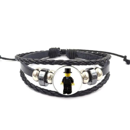 Bracelet En Cuir Noir Pour Femmes Et Enfants, Cabochon En Verre De Marque De Mariage, Bijoux Cadeau