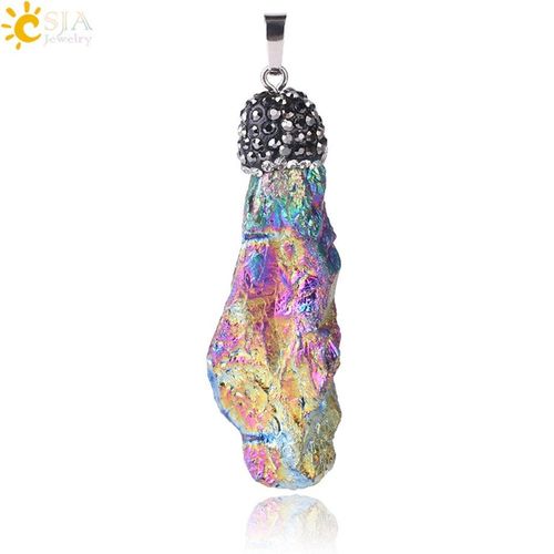 Pendentif En Pierre De Quartz, Cristal Naturel, Cubique, Strass, Mariage, Multicolore, Pendule Irrégulier, Breloque E315